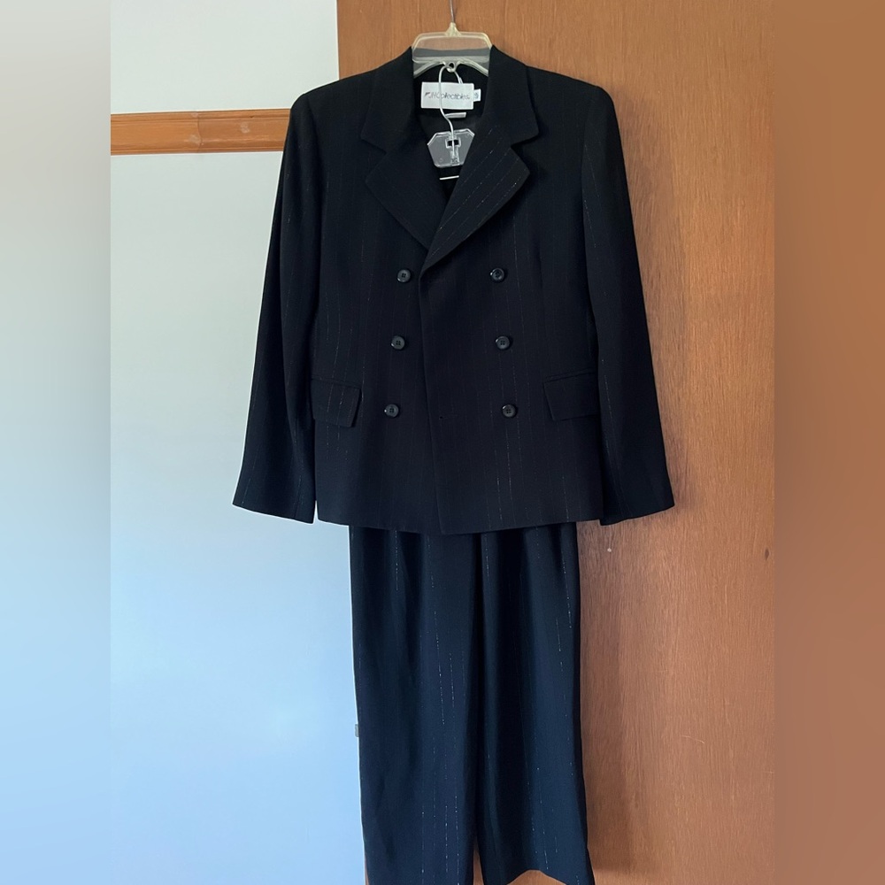 Black Double-Breasted Suit Set